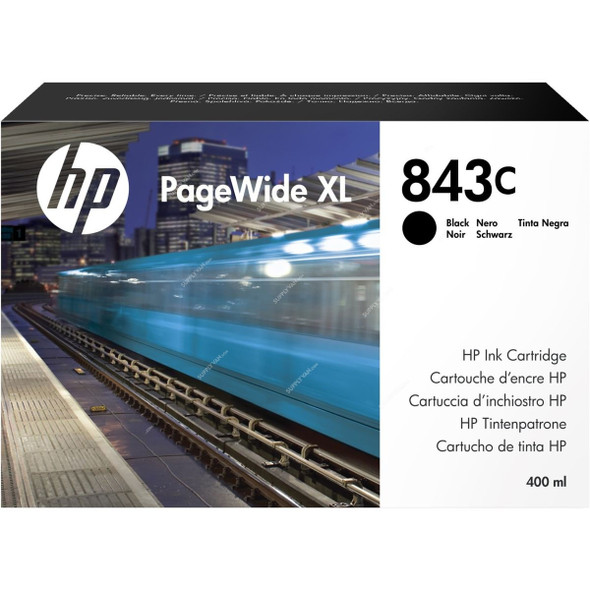 HP PageWide XL Ink Cartridge, C1Q65A, 843C, 400ML, Black