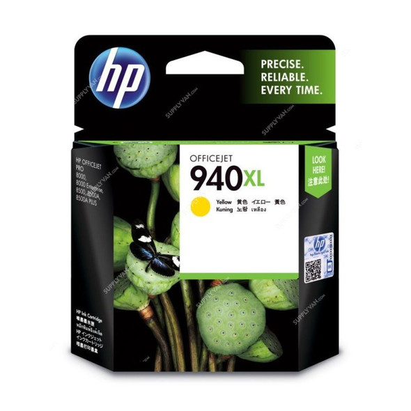 HP High Yield Original Ink Cartridge, C4909, 940XL, 16ML, 1400 Pages, Yellow