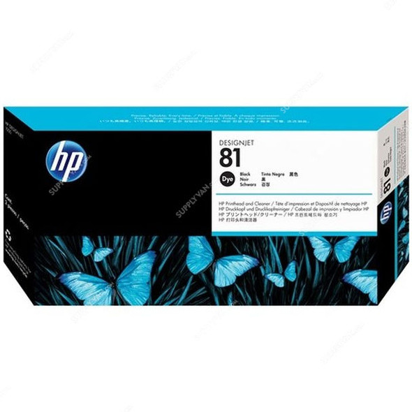 HP DesignJet Printhead and Printhead Cleaner, C4950A, 81, 13ML, 1000 Pages, Black, 2 Pcs/Kit