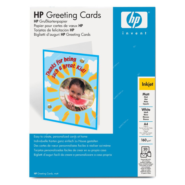 HP Greeting Card, C6042A, A4, 210 x 297MM, Matte, White, 20 Pcs/Pack