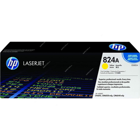 HP Original LaserJet Toner Cartridge, CB382A, 824A, 21000 Pages, Yellow