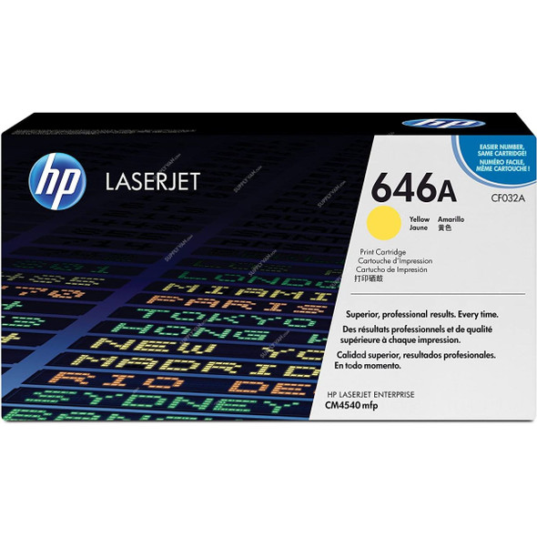 HP Original LaserJet Toner Cartridge, CF032A, 646A, 12500 Pages, Yellow