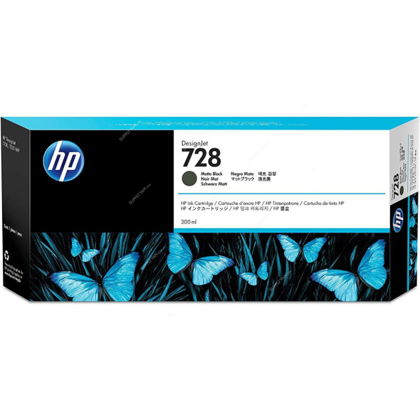 HP DesignJet Ink Cartridge, F9J68A, 6PL, 728, 300ML, Black