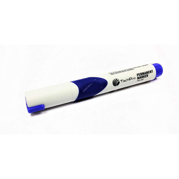 Techpro Permanent Marker, TPM001, Bullet Tip, Blue