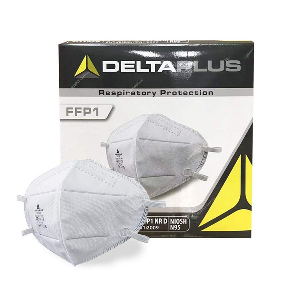Delta Plus Disposable Half N95 Respirator, M1195BC, FFP1, White, 30 Pcs/Pack