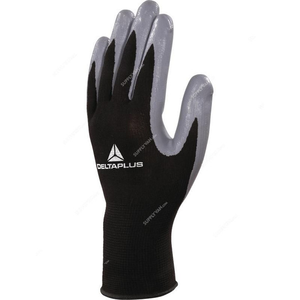 Delta Plus Knitted Glove, VE712GR10, Size10, 100% Polyester, Black/Grey