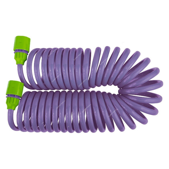 Palisad Spiral Hose With Sprinkler and Adapter, 674128, ABS Plastic, 7.5 Mtrs, Green/Purple, 3 Pcs/Set
