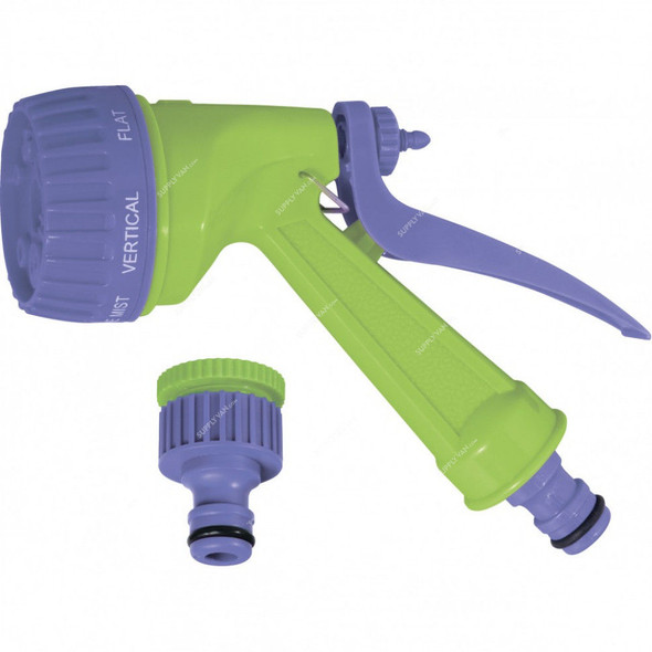 Palisad Spiral Hose With Sprinkler and Adapter, 674128, ABS Plastic, 7.5 Mtrs, Green/Purple, 3 Pcs/Set