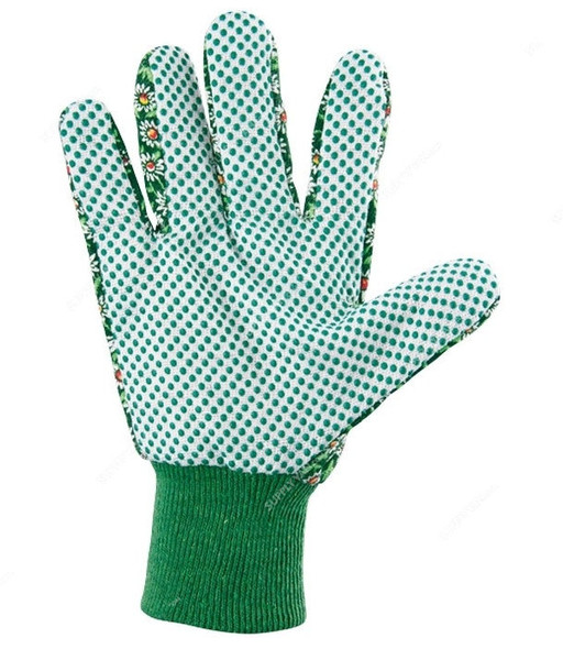 Palisad Garden Hand Gloves, 677628, Cotton and PVC, M, White/Green