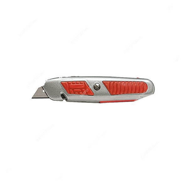 Mtx Retractable Trapezoidal Blade Knife, 789679, Stainless Steel, 18MM, Red/Silver
