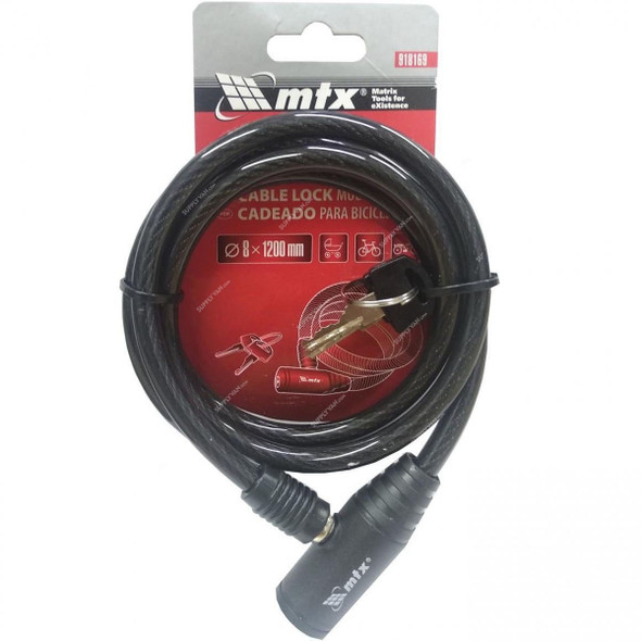 Mtx Universal Cable Lock, 918169, 8 x 1200MM, Black
