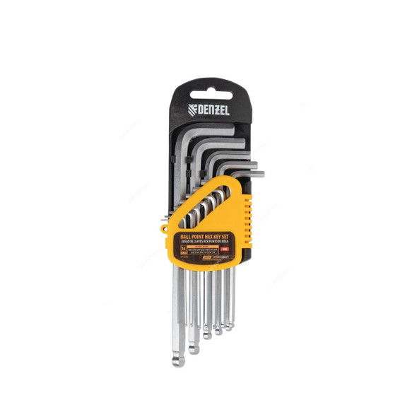 Denzel Ball Point Hex Key Set, 7712302, SAE, 13 Pcs/Set