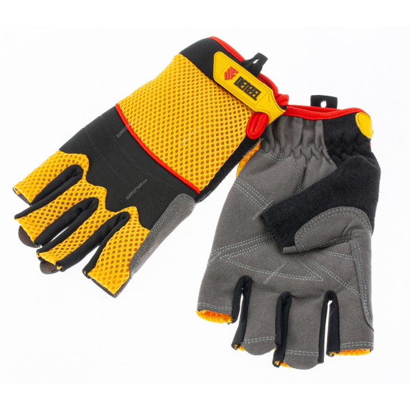 Denzel Fingerless All Purpose Work Gloves, 7790315, Medium, Yellow/Black