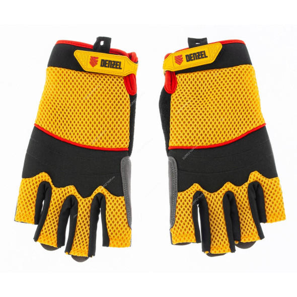Denzel Fingerless All Purpose Work Gloves, 7790316, Large, Yellow/Black