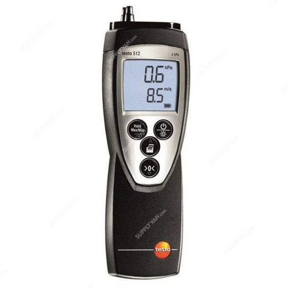 Testo Differential Pressure Meter, 512, 0 to +20 hPa, LCD, 9V