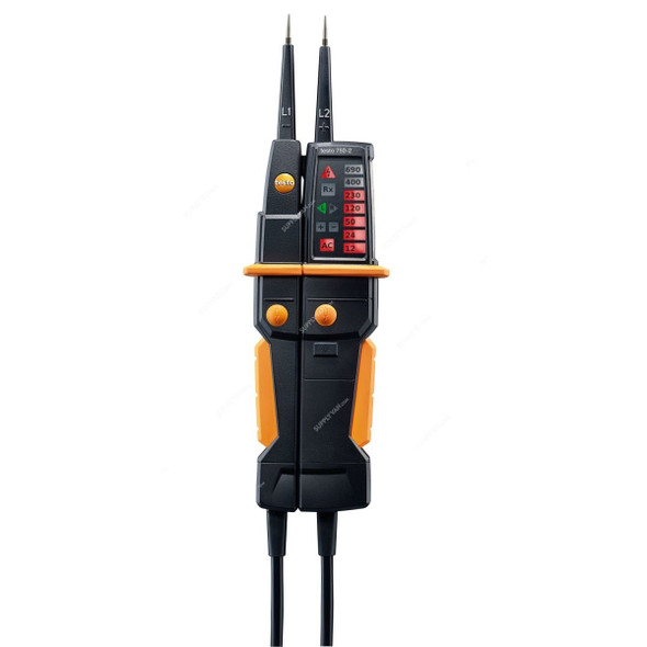 Testo Electrical Voltage Tester, 750-2, 12-690V, Black/Orange