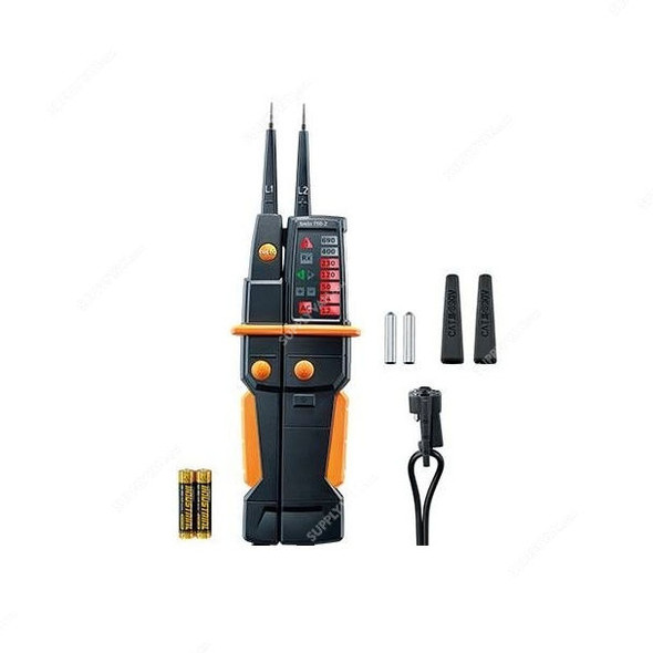 Testo Electrical Voltage Tester, 750-2, 12-690V, Black/Orange