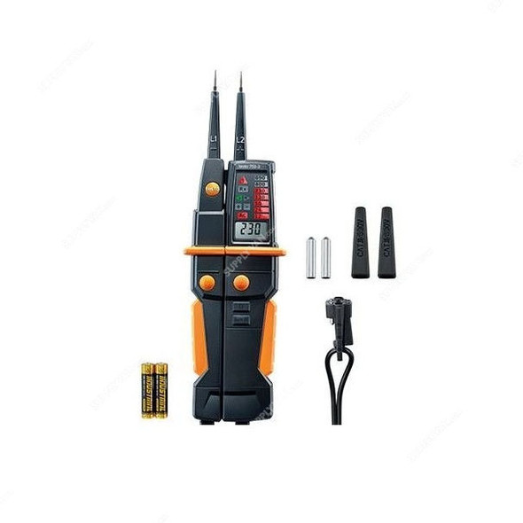 Testo Electrical Voltage Tester, 750-3, 12-690V, Black/Orange