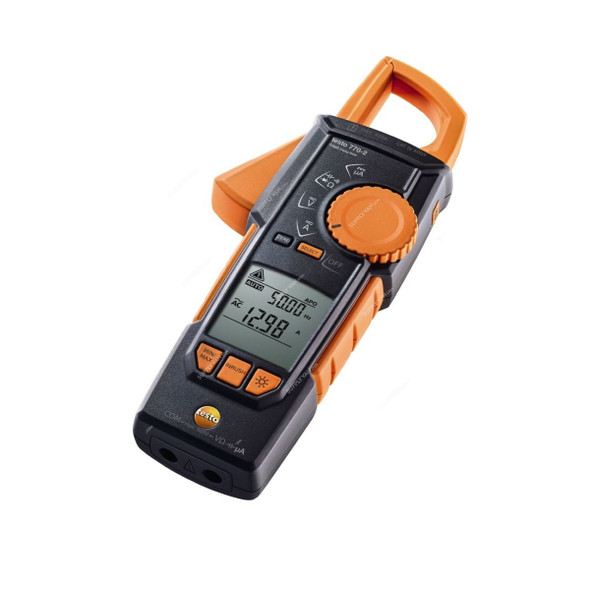 Testo TRMS Clamp Meter, 770-2, 2 Line Display, Black/Orange