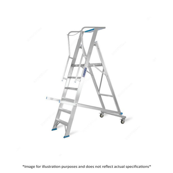 Topman Rolling Warehouse Ladder, RWAL14, Aluminium, 13+1 Steps, 150 Kg Loading Capacity