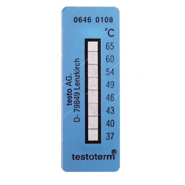 Testo Temperature Strip, 0646-0108, 50 x 18MM, 37 to 65 Deg.C, Blue, 10 Pcs/Pack