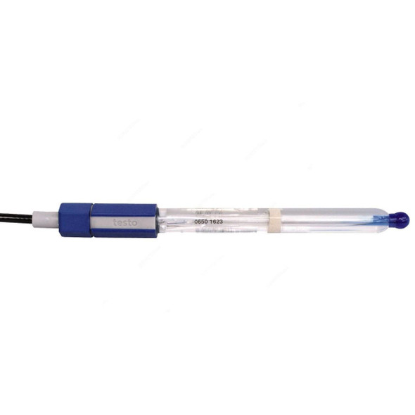 Testo Glass pH Electrode With Temperature Sensor, 0650-1623, -10 to 80 Deg.C, 1200MM
