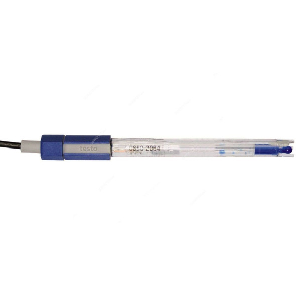 Testo Universal pH Plastic Electrode With Temperature Sensor, 0650-2064, PT1000 Sensor Type, 0 to 60 Deg.C, 1200MM