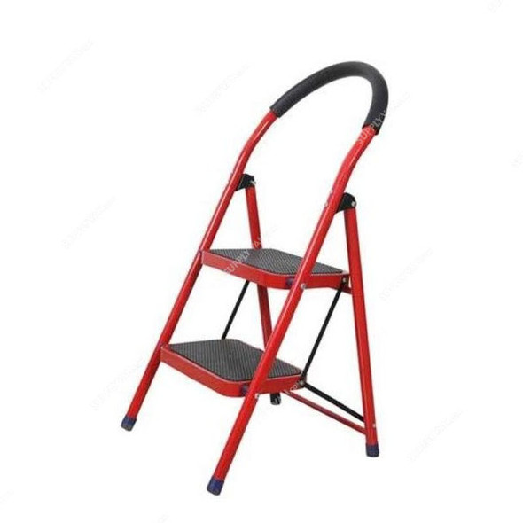 Robustline Step Ladder, 2 Steps, Steel, Red