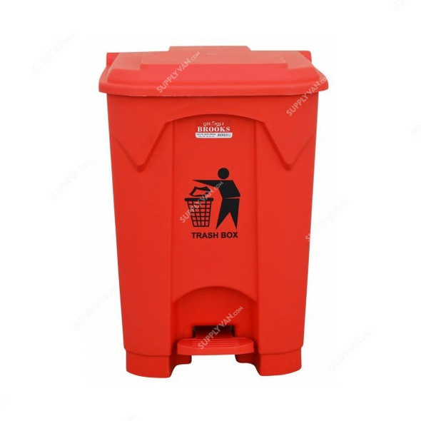 Brooks Pedal Waste Bin, BKS-PDL-1188, 80 Ltrs, Red