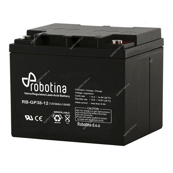 Robotina Valve Regulated Lead-Acid Battery, RB-GP38-12, AGM, 12V, 38Ah/10Hr