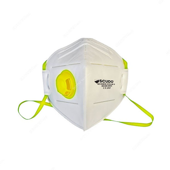 Scudo FFP 2 High Filtration Respiratory Mask, SC02010, White/Yellow, 10 Pcs/Pack