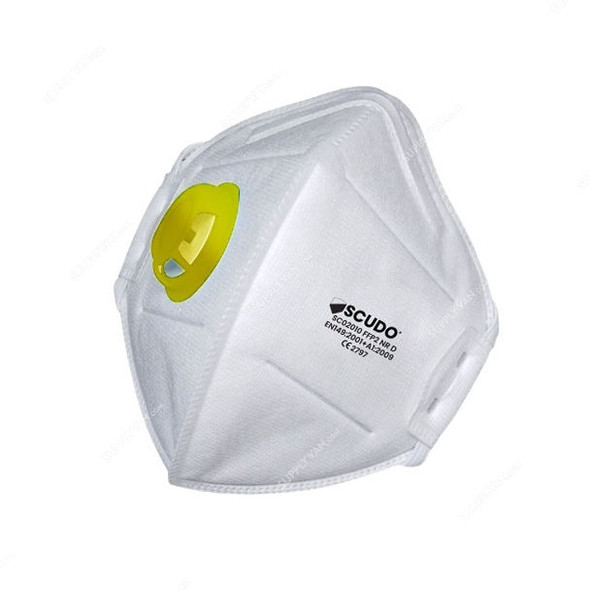 Scudo FFP 2 High Filtration Respiratory Mask, SC02010, White/Yellow, 10 Pcs/Pack