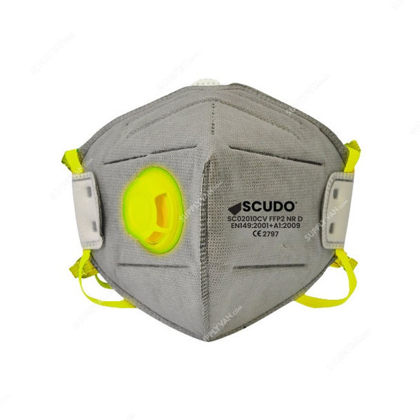 Scudo FFP 2 Carbon High Filtration Respiratory Mask, SC02010-CV, Grey, 10 Pcs/Pack