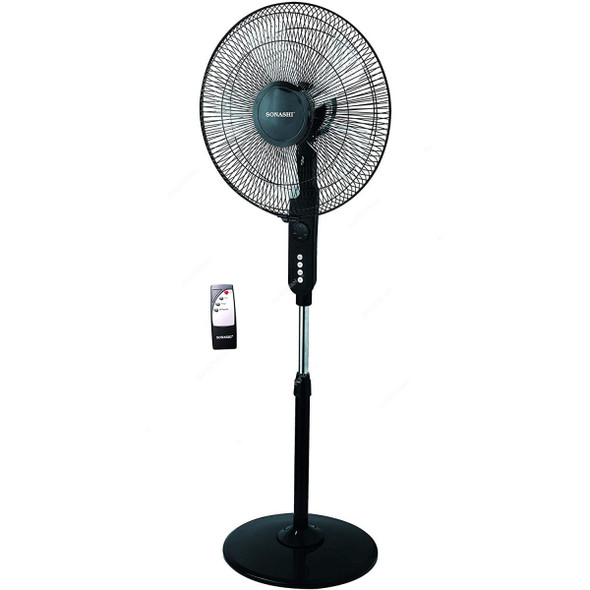 Sonashi Stand Fan With Remote Control, SF-8027SR, 16 Inch, 60W, Black