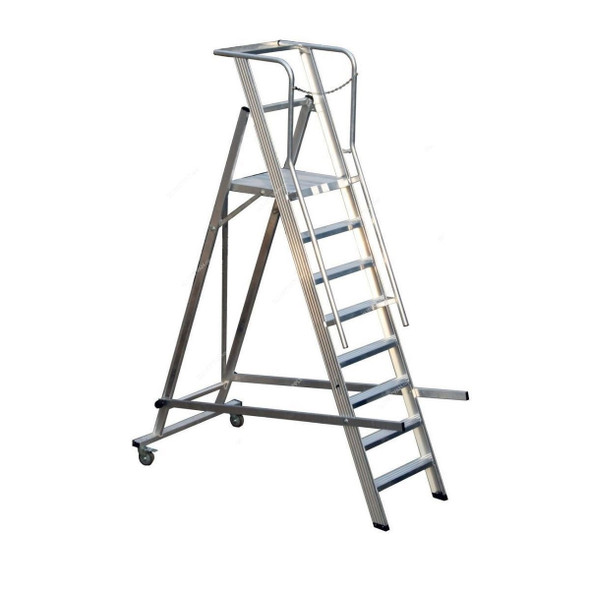 Penguin Warehouse Ladder, WHL8, 7+1 Steps, 1.9 Mtrs Platform Height, 200 Kg Weight Capacity