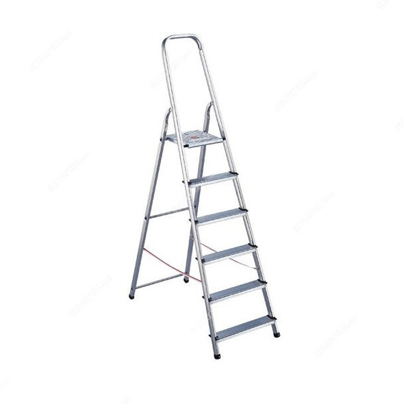 Tubesca Aluminium Step Ladder, 1270205, Aluminium, 1 Side, 5 Steps, 1.69 Mtrs Max. Height, 150 Kgs Weight Capacity