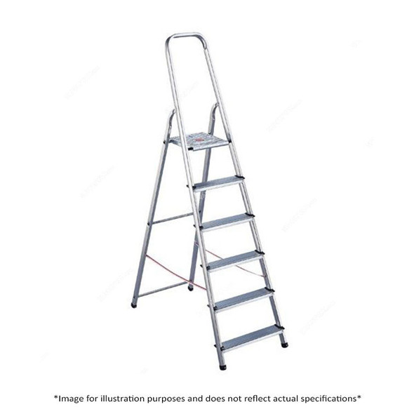 Tubesca Aluminium Step Ladder, 1270207, Aluminium, 1 Side, 7 Steps, 2.16 Mtrs Max. Height, 150 Kgs Weight Capacity