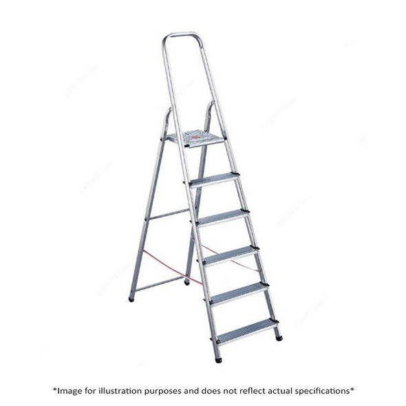 Tubesca Aluminium Step Ladder, 1270208, Aluminium, 1 Side, 8 Steps, 2.39 Mtrs Max. Height, 150 Kgs Weight Capacity