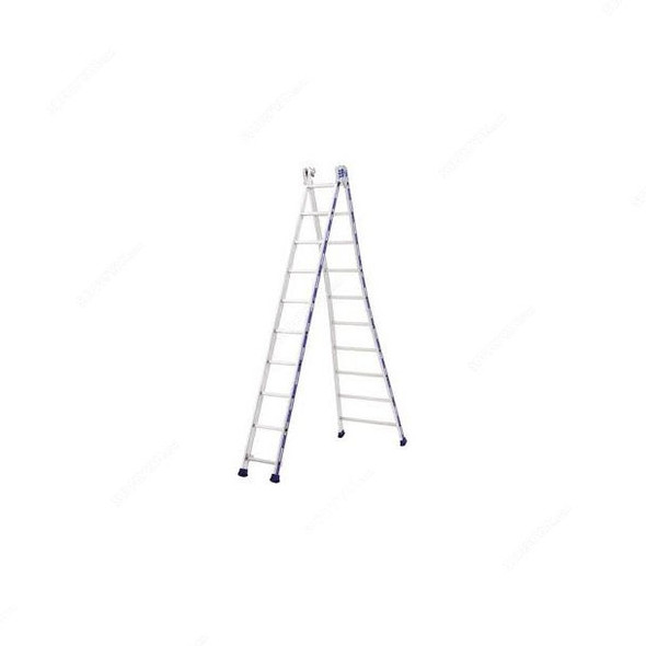 Tubesca Two-in-One Aluminium Ladder, 42808, Aluminium, 2 Side, 8 Steps, 2.32 Mtrs Max. Height, 150 Kgs Weight Capacity