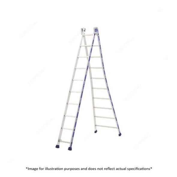 Tubesca Two-in-One Aluminium Ladder, 42812, Aluminium, 2 Side, 12 Steps, 3.44 Mtrs Max. Height, 150 Kgs Weight Capacity