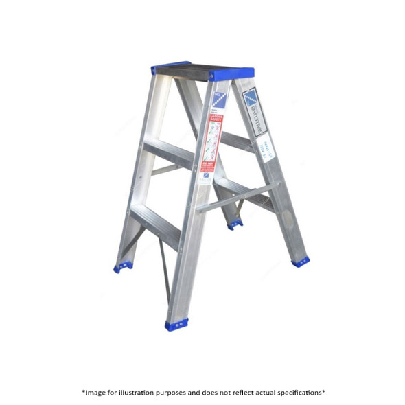 Wallclimb Double Sided Step Ladder ALA-04, Aluminium, 4 Step, 1.10 Mtrs Max Height, 100 Kg Weight Capacity