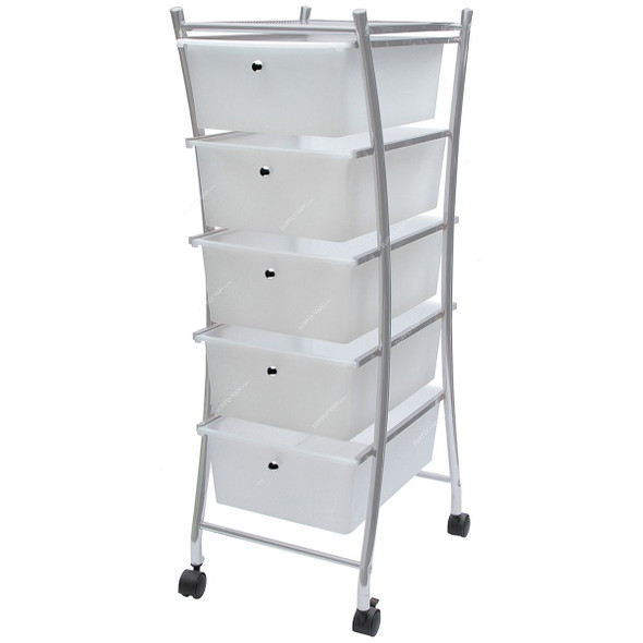 Edifice Storage Cart, 7167, White Colour, Plastic