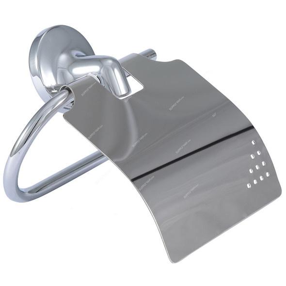 Linisi Toilet Paper Holder with Lid, 81986, Silver Colour, Brass