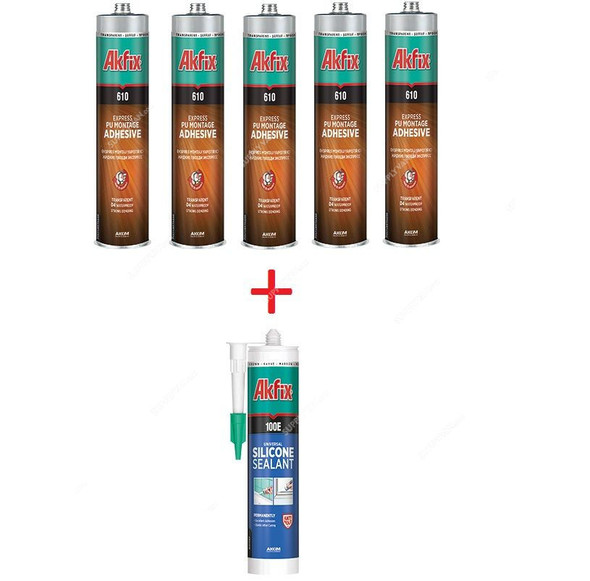 Akfix Express PU Montage Adhesive 610 With Universal Silicone Sealant Free