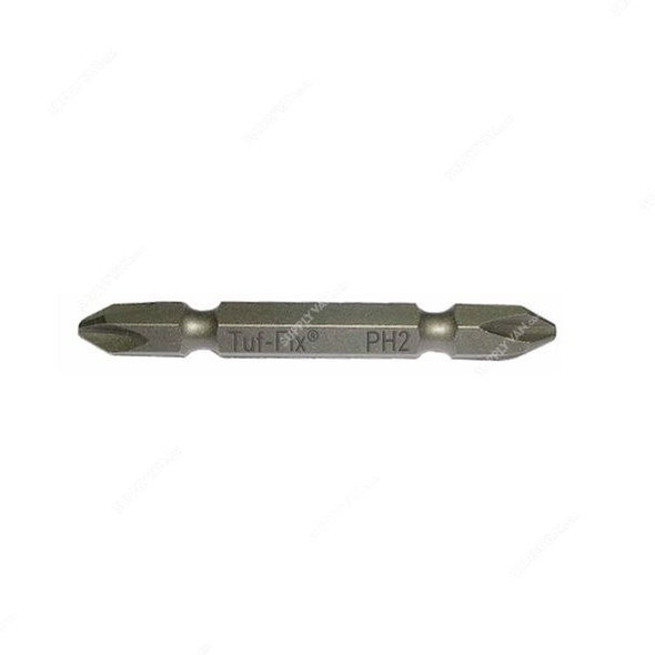 Tuf-Fix Screwdriver Bit, 2x65mm, S2 Steel, Phillips, Silver, PK10