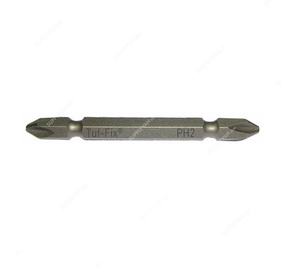 Tuf-Fix Screwdriver Bit, 2x100mm, S2 Steel, Phillips, Silver, PK10