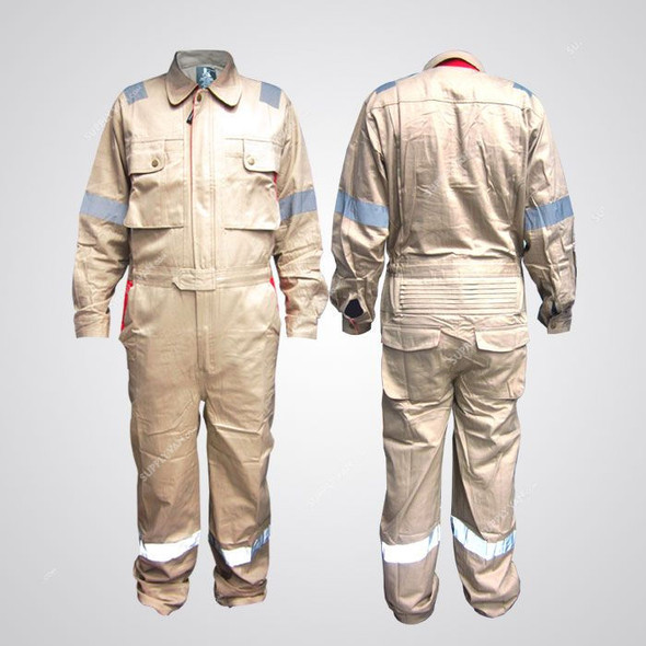 Prime Captain Doha Coverall With Reflective Tape, D592, L, Beige