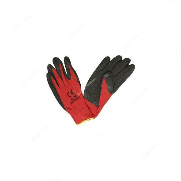 Power Tool Nylon Liner Latex Safety Gloves, ZA050, Black and Red, PK12