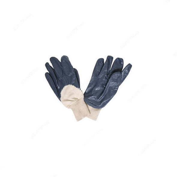 Power Tool Cotton Liner Nitrile Safety Gloves, ZA052, Blue and Grey, PK12