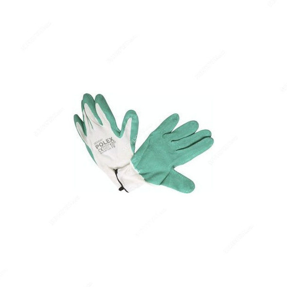Power Tool Nylon Liner Latex Safety Gloves, ZA054, Green and White, PK12